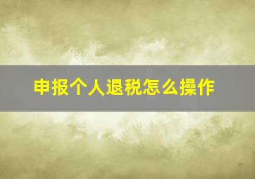 申报个人退税怎么操作