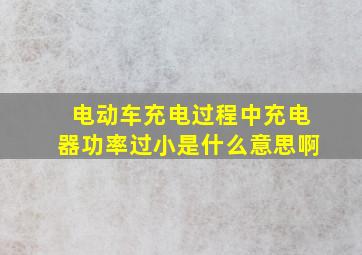 电动车充电过程中充电器功率过小是什么意思啊