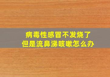 病毒性感冒不发烧了但是流鼻涕咳嗽怎么办