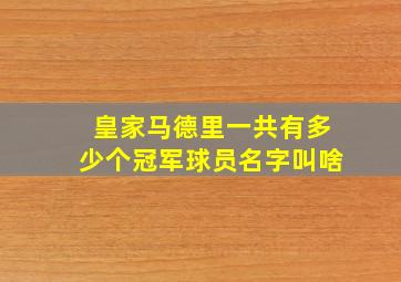 皇家马德里一共有多少个冠军球员名字叫啥