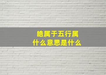 皓属于五行属什么意思是什么