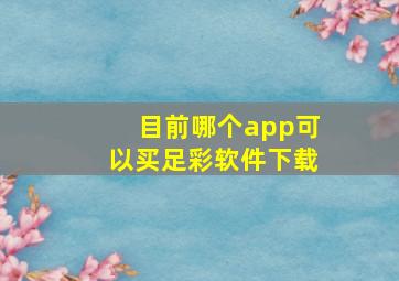 目前哪个app可以买足彩软件下载