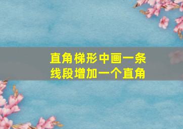 直角梯形中画一条线段增加一个直角