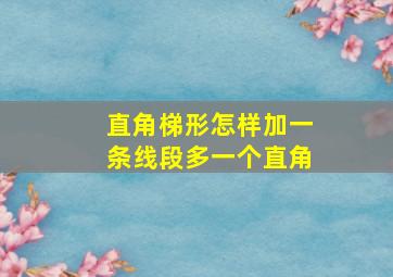 直角梯形怎样加一条线段多一个直角