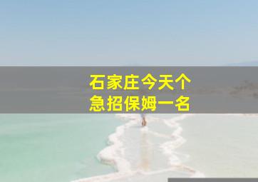 石家庄今天个急招保姆一名