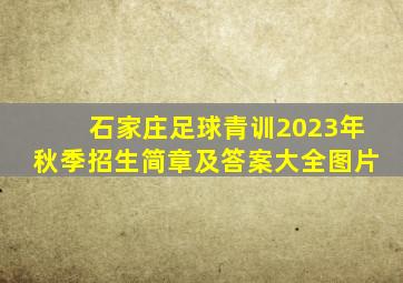 石家庄足球青训2023年秋季招生简章及答案大全图片