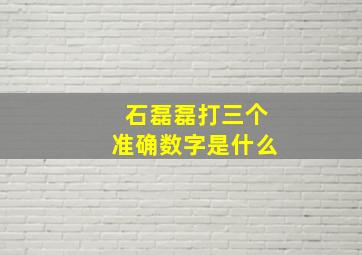 石磊磊打三个准确数字是什么