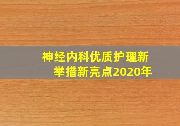 神经内科优质护理新举措新亮点2020年