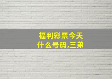 福利彩票今天什么号码,三弟