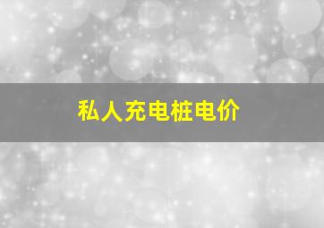 私人充电桩电价