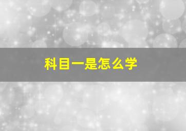 科目一是怎么学