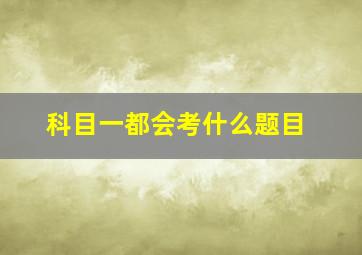 科目一都会考什么题目