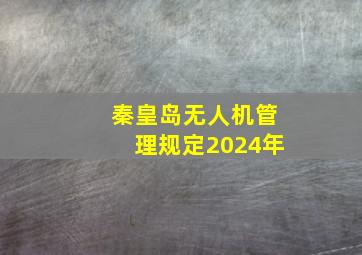 秦皇岛无人机管理规定2024年