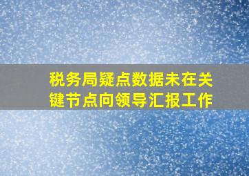 税务局疑点数据未在关键节点向领导汇报工作