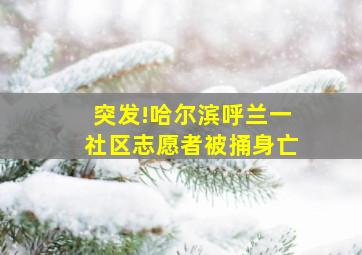 突发!哈尔滨呼兰一社区志愿者被捅身亡