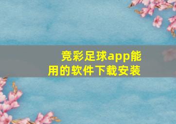 竞彩足球app能用的软件下载安装