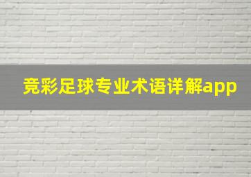 竞彩足球专业术语详解app