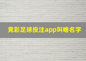 竞彩足球投注app叫啥名字