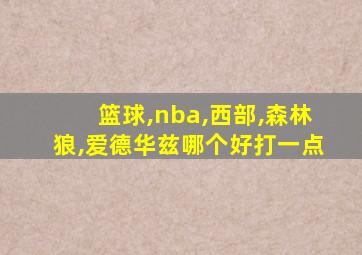 篮球,nba,西部,森林狼,爱德华兹哪个好打一点