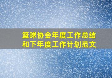 篮球协会年度工作总结和下年度工作计划范文