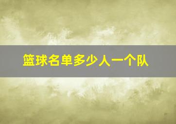 篮球名单多少人一个队