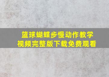 篮球蝴蝶步慢动作教学视频完整版下载免费观看