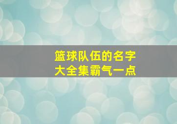 篮球队伍的名字大全集霸气一点