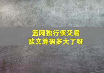 篮网独行侠交易欧文筹码多大了呀