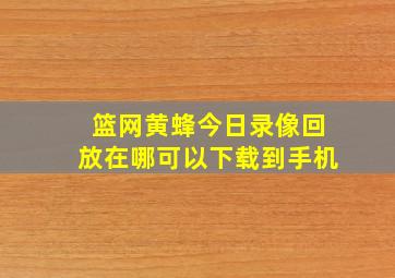 篮网黄蜂今日录像回放在哪可以下载到手机