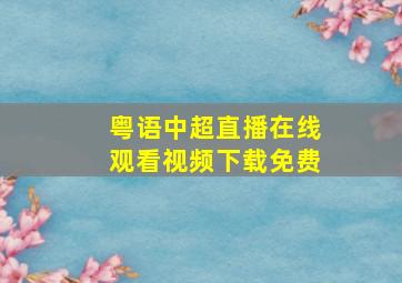 粤语中超直播在线观看视频下载免费