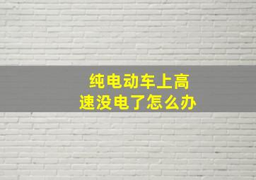 纯电动车上高速没电了怎么办