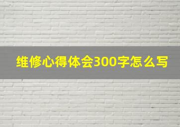 维修心得体会300字怎么写