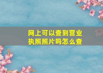 网上可以查到营业执照照片吗怎么查