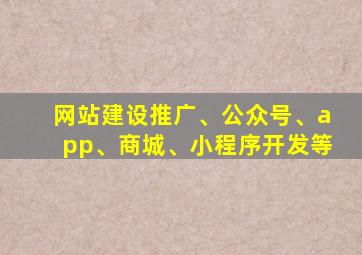 网站建设推广、公众号、app、商城、小程序开发等