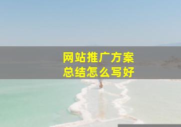 网站推广方案总结怎么写好