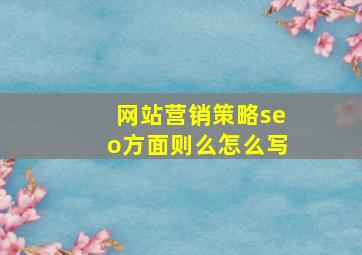 网站营销策略seo方面则么怎么写