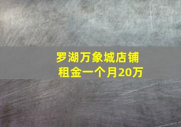 罗湖万象城店铺租金一个月20万