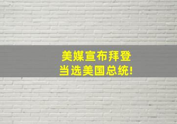 美媒宣布拜登当选美国总统!