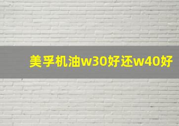 美孚机油w30好还w40好