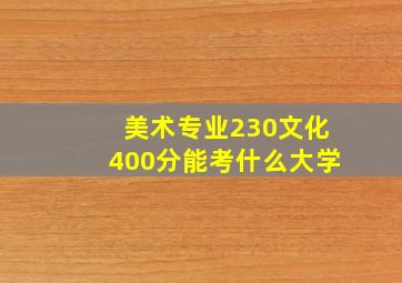 美术专业230文化400分能考什么大学