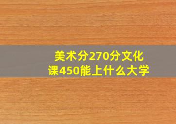 美术分270分文化课450能上什么大学