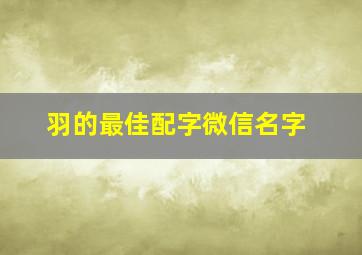 羽的最佳配字微信名字