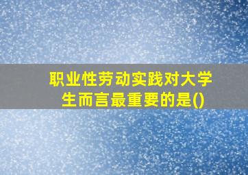 职业性劳动实践对大学生而言最重要的是()