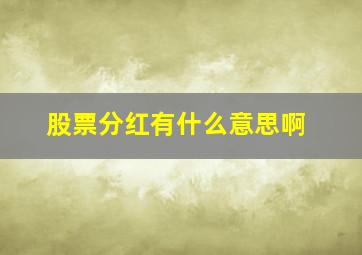 股票分红有什么意思啊