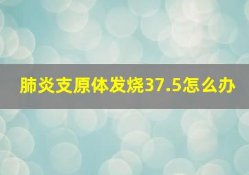 肺炎支原体发烧37.5怎么办