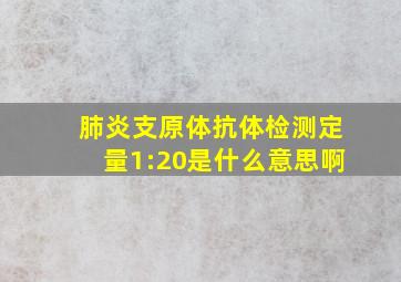 肺炎支原体抗体检测定量1:20是什么意思啊