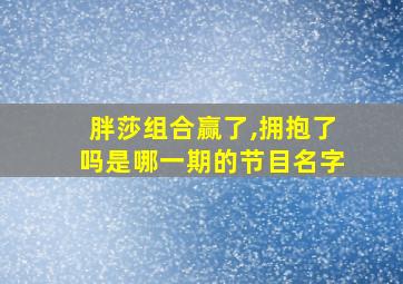 胖莎组合赢了,拥抱了吗是哪一期的节目名字