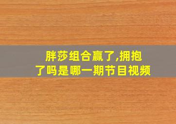 胖莎组合赢了,拥抱了吗是哪一期节目视频