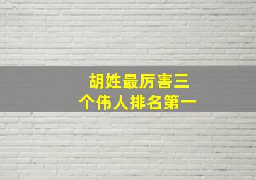 胡姓最厉害三个伟人排名第一