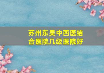 苏州东吴中西医结合医院几级医院好